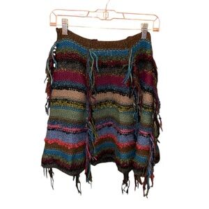 Multicolor Knit Striped Alpaca and Acrylic Women’s Scarf, Poncho, Skirt ONE SIZE